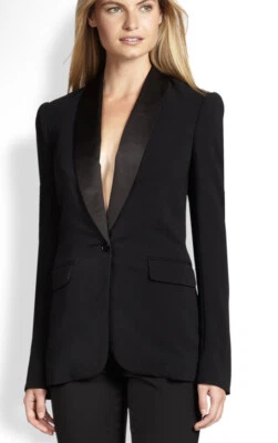 $598 Polo Ralph Lauren 6 Black Carmela Sawyer Blazer Jacket RRL Tuxedo Italy XS - Image 1 of 4