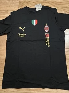 Puma AC Milan 2022 Campioni Serie A Tee 931829 Sz M rare Cotton Champion Black - Picture 1 of 9