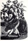Clare Leighton - Apple harvest - original 1930's print mounted and frame ready.
