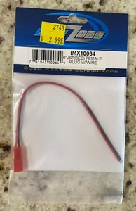 R/C RC BLUE ZONE IMEX 6" JST (BEC) FEMALE PLUG W/WIRE IMX10064 SEALED NEW - Picture 1 of 4