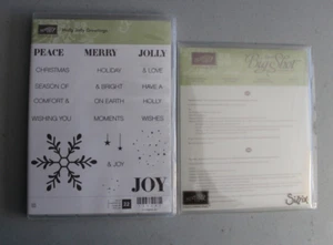 Stampin Up! Holly Jolly Greetings + Saludos de Navidad Troqueles Delgados Retirados NUEVOS - Imagen 1 de 2
