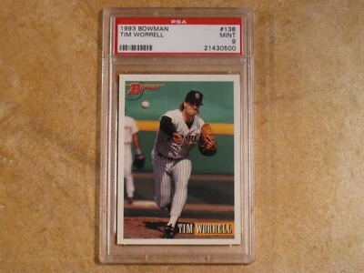 TIM WORRELL 1993 BOWMAN ROOKIE RC PSA 9 (MINT) CARD #138 SAN DIEGO PADRES  - Image 1 of 2