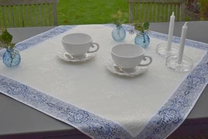 Tablecloth Jacquard Matellase 39 3/8x39 3/8in Ecru Paisleyborte Blue Of France - Picture 1 of 6