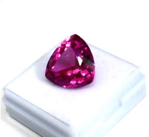 Certified Beautiful 12 Ct Natural Pink Ruby Trillion Cut Loose Gemstone - Picture 1 of 9