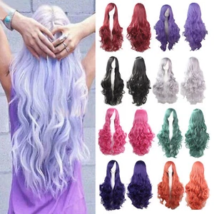 Fashion 80cm Cosplay Costume Long Full Anime Wig Hair Wavy Curly Wigs Womens - Picture 1 of 20