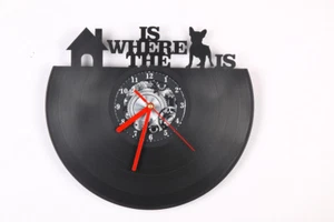 Home IS WHERE THE DOG IS VINILO Forma Moderno Reloj de Pared Dormitorio Decoración del Hogar Regalo - Imagen 1 de 5