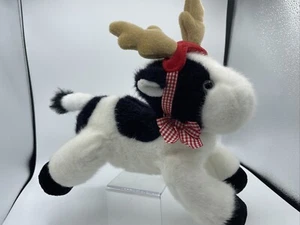 Vaca de Navidad de Colección Dakin con astas de reno peluche animal de peluche animal de peluche - Imagen 1 de 24