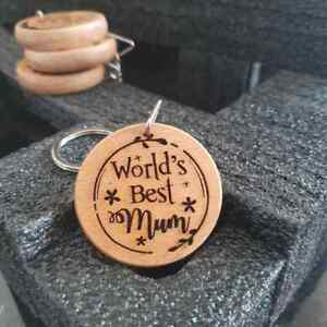 Best Mum Mother Keyring Keychain Wooden Gift 