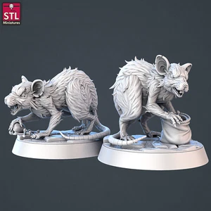 Widerwärtige riesige Ratten Miniatur Set Dire Rats Figure für TTRPGs wie D&D 5e - Picture 1 of 10