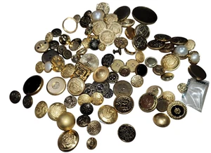 Vintage Lot Brass And Gold Tone Designer Pattern Plain Buttons - Picture 1 of 8