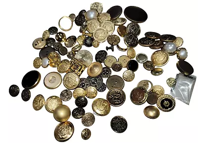 Vintage Lot Brass And Gold Tone Designer Pattern Plain Buttons - Image 1 of 4