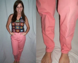 Vintage 80s Talbots High Waist Skinny Leg Coral Pink Cotton Jeans 6 - Picture 1 of 12