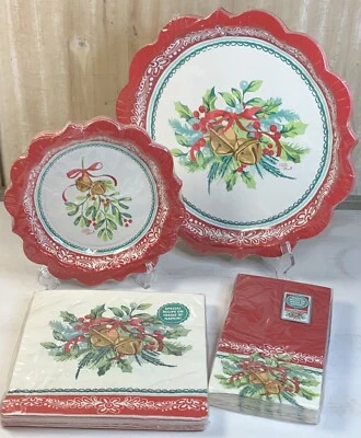 The Pioneer Woman Christmas Bells & Holly Party Paper Plates Napkins Holiday - Image 1 of 4