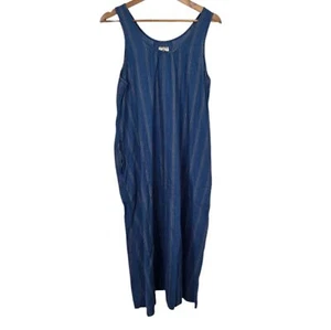 Abito Bsbee fatto a mano in cotone senza maniche blu con righe taglia large - Foto 1 di 9