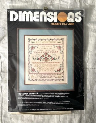Dimensions Stamped Cross-Stitch 1986 True Love Sampler  3067 14” x 16” - Image 1 of 4