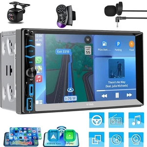 Double DIN 7" Multimedia Android Auto CarPlay Car Stereo Radio GPS Navi HeadUnit - Picture 1 of 12