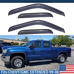 FOR 99-06 CHEVY SILVERADO GMC SIERRA EXTENDED CAB WINDOW VISORS RAIN SUN GUARD V - Picture 1 of 13
