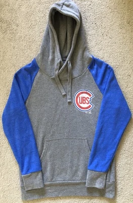 Sudadera de béisbol de los Chicago Cubs azul y gris manga larga con capucha pulóver para mujer S Foto 1 de 4