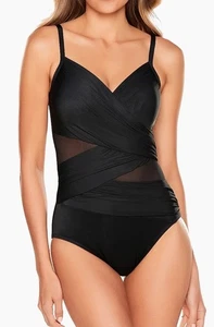 Miraclesuit Network Mystique One Piece Swimsuit Black Size 12 New - Picture 1 of 8