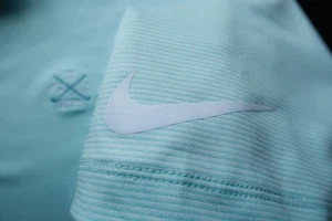 NikeGolf Tour Performance Dri-Fit Aqua Striped EGC Polo (L) OMG!! ⛳️ ⛳️ - Picture 1 of 11