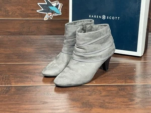 Stivaletti Karen Scott grigio scamosciato donna taglia 6 M stivaletti tacco zip laterale usati - Foto 1 di 11