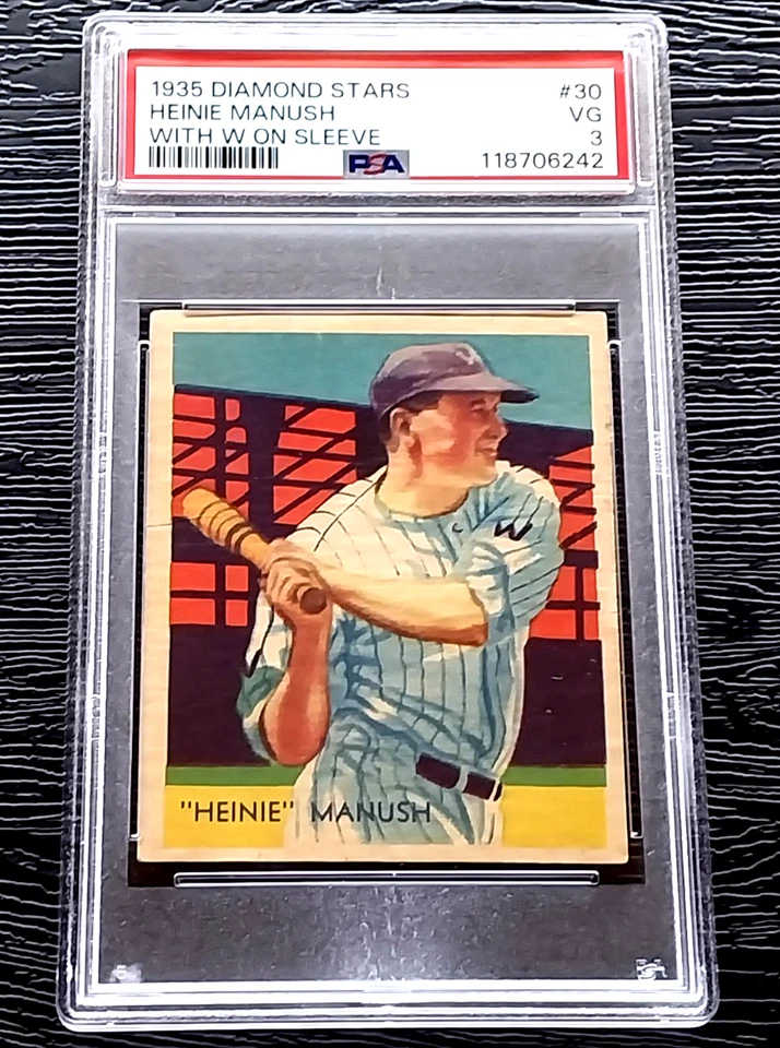Tarjeta de béisbol Diamond Stars Heinie Manush 1935 con funda #30 PSA 3 en muy buena condición Foto 1 de 4