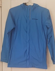 Columbia Omni-Tech Giacca Giovanile Grande Blu Pioggia Full Zip Cappuccio Tasche - Foto 1 di 16