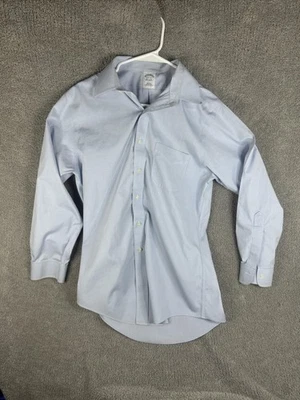 Camisa Brooks Brothers Para Hombre 15.5 32 Azul Calce Ajustado Sin Hierro Vestido Manga Larga Foto 1 de 4