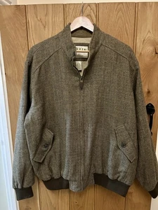 Orvis 100% Wool Tweed Bomber Jacket Coat Size Large Brown Country New - Picture 1 of 11