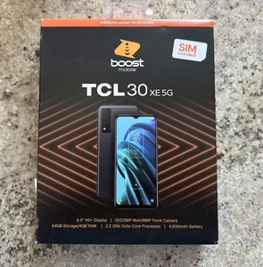 Boost Mobile TCL 30XE 5G 64 GB Black Prepaid Smartphone Brand New Sealed - Picture 1 of 4