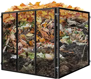 Heavy Duty Metal Compost Bin Outdoor - Large Steel Mesh Composter with Powder Co - Picture 1 of 12