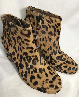 earthies Apollo Ankle Boot Size 6 1/2 Brown Cheetah Print Calf Hair New - Image 1 of 4
