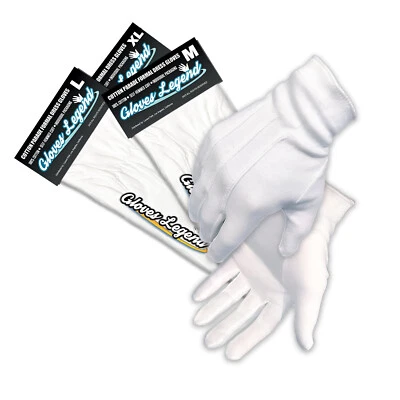 1 Par - Guantes Leyenda 100% Algodón Blanco Desfile Formal Vestido Disfraz Guantes M~XL Foto 1 de 4
