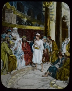 JESUS AMONG THE DOCTORS C1900 Magic Lantern Slide RELIGION CHRISTIANITY - Picture 1 of 3