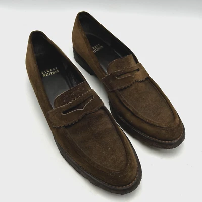 Stuart Weitzman Loafers Womens 6.5 N Brown Suede Leather Gum Sole Office Career - Image 1 of 4