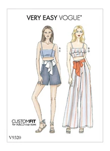 VOGUE SEWING PATTERN 9320 MISSES 14-22 VERY EASY BRA CROP TOPS, SHORTS & PANTS - Picture 1 of 7