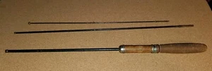 Vintage metal 3 piece Green fishing Pole VIM 60" long Ace Wooden Handle - Picture 1 of 19