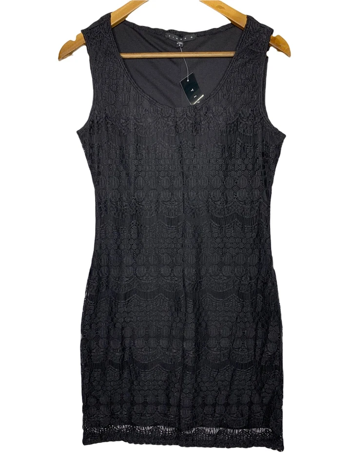 Tiana B. Womens Size Small Sleeveless Lace Crochet Dress Black