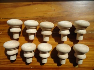 10 PCS Wood Drawer/Door Knobs - Unfinished Maple - Cabinet/Furniture Knobs NOS! - Picture 1 of 12