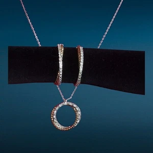 Vtg Silver Plated Gold Tone Entwined Circle Necklace/Pierced Earrings Set AVON - Picture 1 of 12