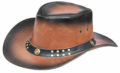 Australian Smoke Western Style Cowboy Outback Real Leather Aussie Bush Hat - Image 1 of 2