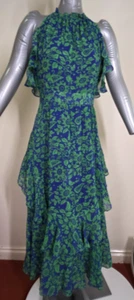Whistles Ladies Halter Neck Midi/Maxi Dress - Blue & Green Paisley - UK 10 - Picture 1 of 22