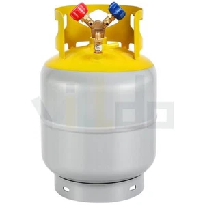 Tanque de refrigerante gris amarillo 30 libras 1/4 SAE Y válvula gris amarillo amarillo amarillo y válvula de seguridad - Imagen 1 de 7