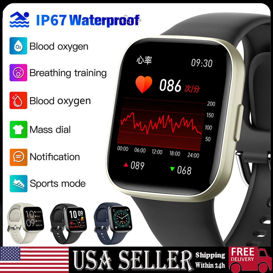 Smart Watch Men Women Fitness Tracker Sleep Heart Rate Watch for Android iOS - Image 1 of 4