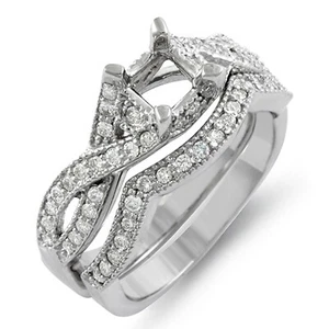 Anillo de compromiso de boda nupcial de diamantes redondos de 0,75 quilates de oro blanco de 14 quilates talla 6,5 - Imagen 1 de 2