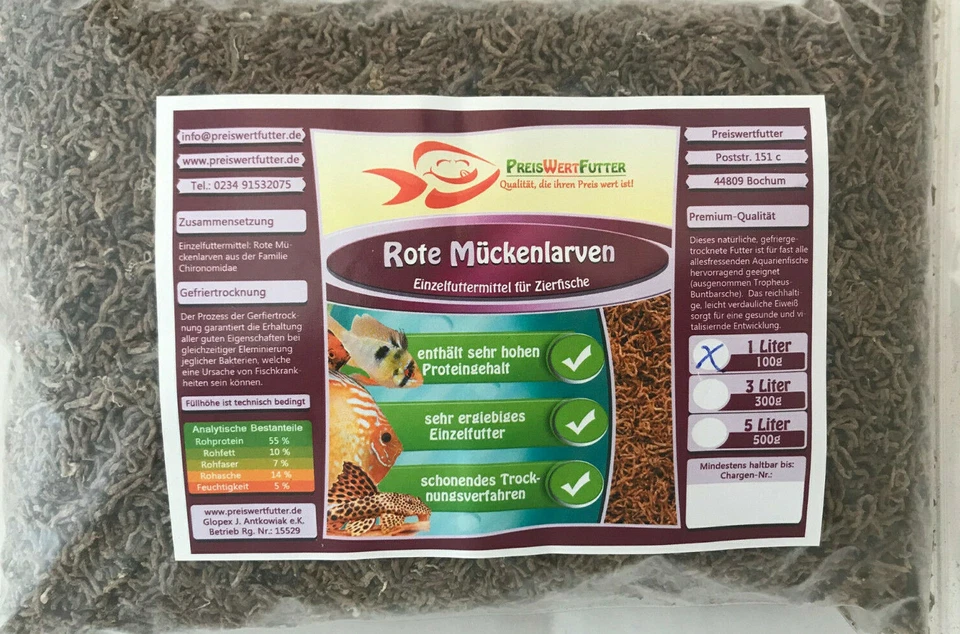 FD-Rote Mückenlarven 1000 ml BEUTEL 100 g Futter Zierfische Gefriergetrocknet - Bild 1 von 1