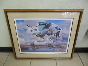 Robert Steiner 1983 "Stormy Morning Mallards" Signed/Framed Print #405/450 - Picture 1 of 12