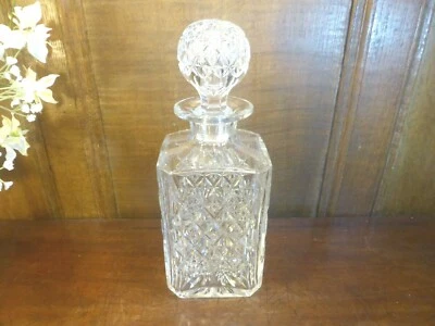 VGC WEBB Crystal/Cut Glass "WELLINGTON" square whisky DECANTER - 9.75"" - Image 1 of 4