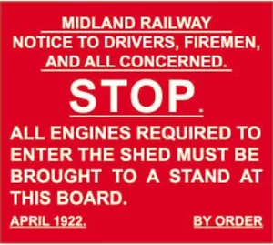 Metal Railways Sign Retro MIDLAND RAILWAY NOTICE To DRIVERS To STOP Red REPLICA - Picture 1 of 2