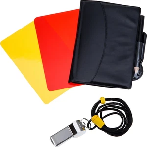 Sport Schiedsrichter Karten Set Rote Karte Gelbe Karte Mit Tasche Und Metall Sch - Bild 1 von 7